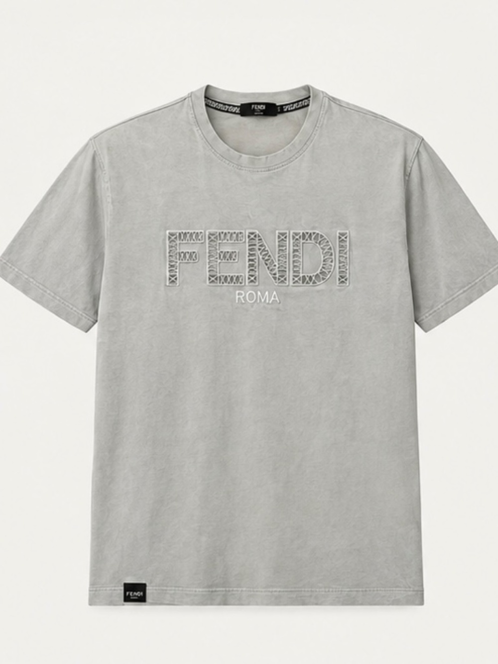 FENDI Roma Embroidered Logo Tee (XL)